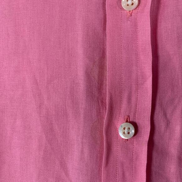 RALPH LAUREN Size L Pink Linen One pocket Long Sleeve Shirt - Picture 4 of 7
